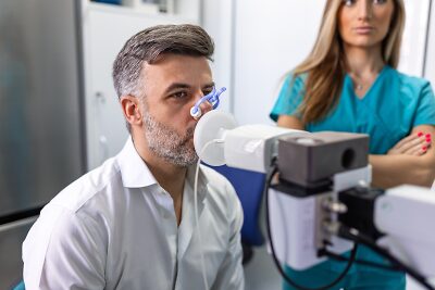 Spirometrie-Messung in der Praxis (MFA mit Patient)